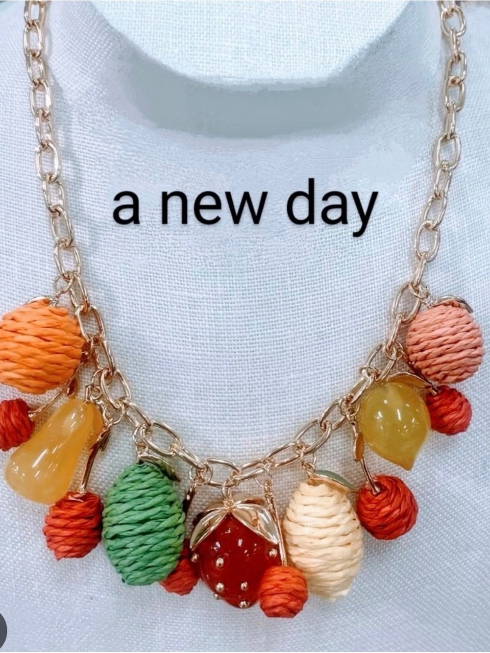 🔘 a new day Gold-Tone Necklace with Multicolor Fruit Charms